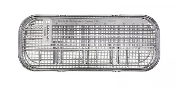 Perforated autoclavable container with inset for non-contact plates 4.5