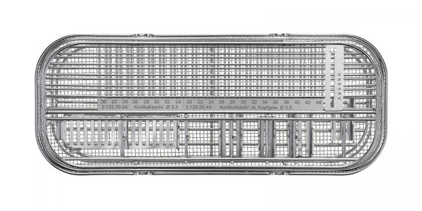 Perforated autoclavable container w.inset for instruments and TPLO-plates